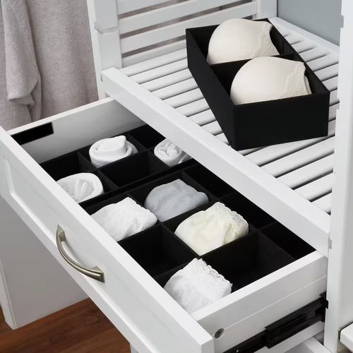 HOUSEHOLD ESSENTIALS Drawer Organizer Set Black Customizable Inserts 3 Trays - Picture 2 of 5