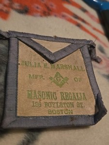 Mini Victorian Masonic APRON  Salesman Sample - JULIA MARSHALL Regalia Of Boston