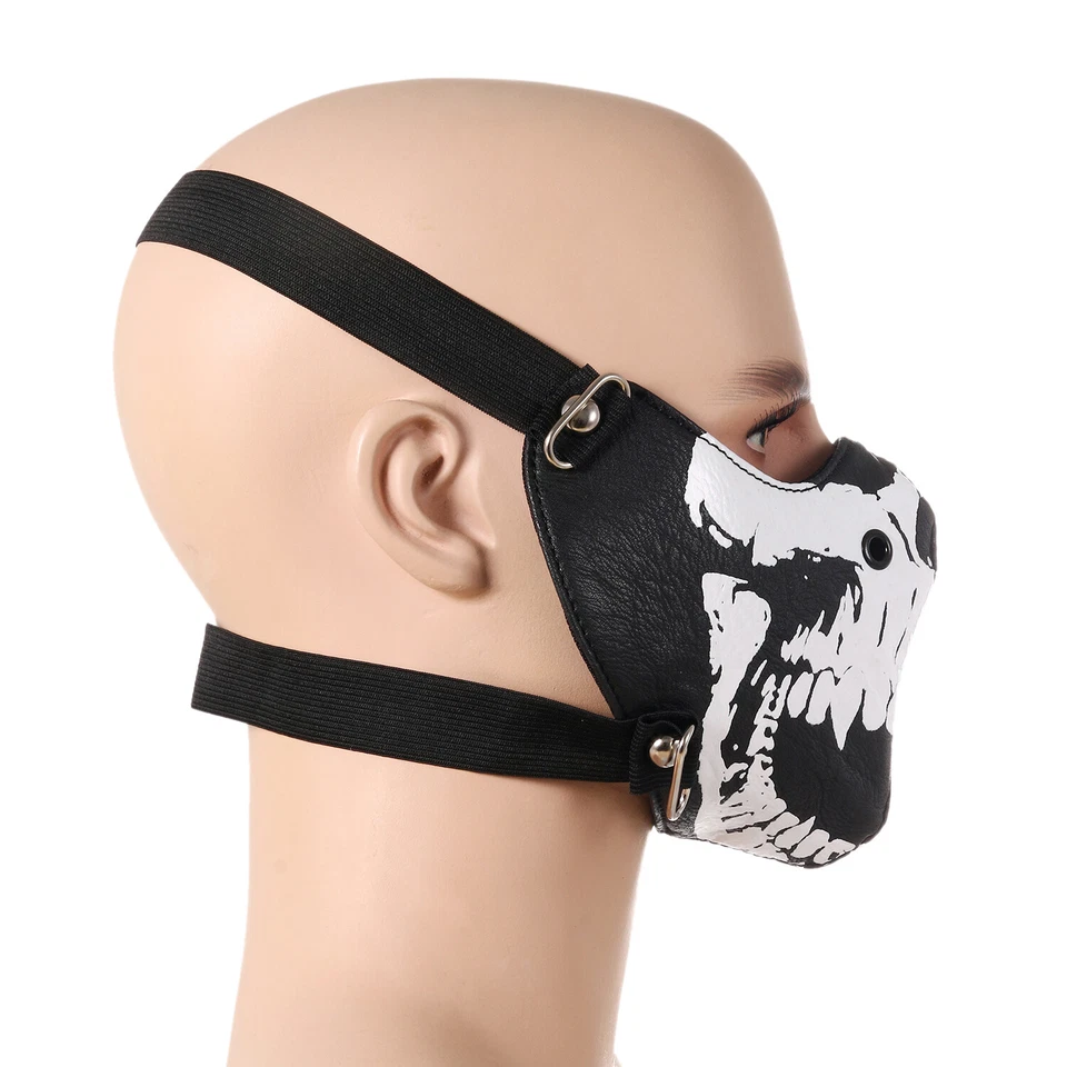Media máscara facial calavera sello punk esquí cuello snowboard motocicleta motociclista protección Foto 3 de 4