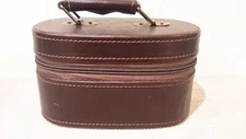 Brown Faux Leather Train Case Makeup Cosmetic Bag Organizer Pouch by TJ Maxx