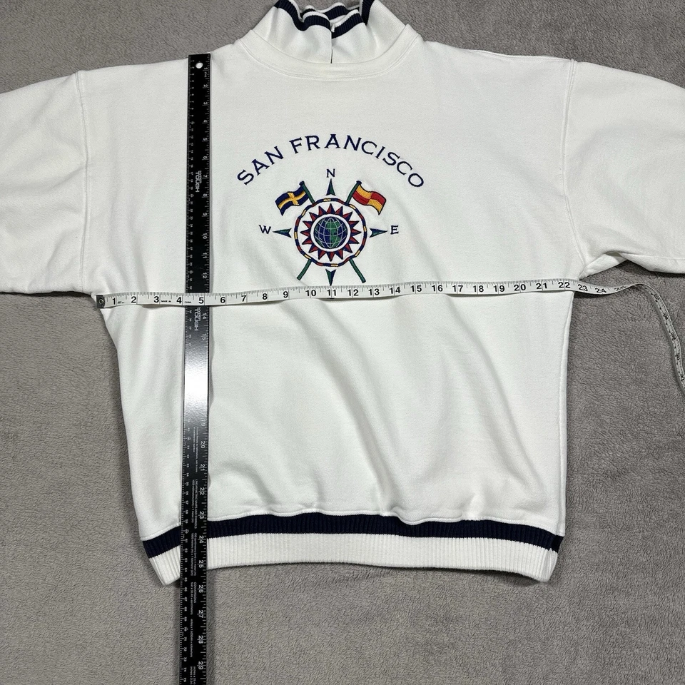 复古疯狂衬衫运动衫成人大号白色旧金山航海领 — 第 2/4 张图片