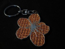 ORANGE FLORAL RHINESTONE KEYCHAIN
