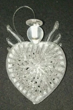 Decorative Christmas Ornament Sparkling Heart Shaped Angel - 2½" x 1¼" x 3½"