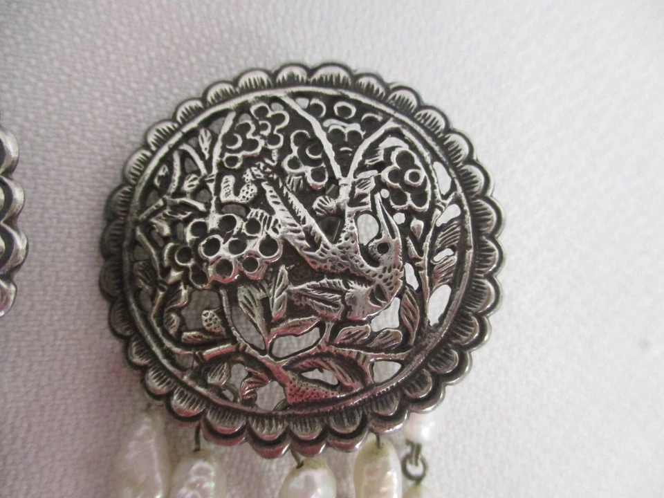 PENDIENTES COLGANTES STEPHEN DWECK PERLAS DE LEY ~ PÁJARO VOLADOR ~ FIRMADOS 1988 Foto 3 de 4