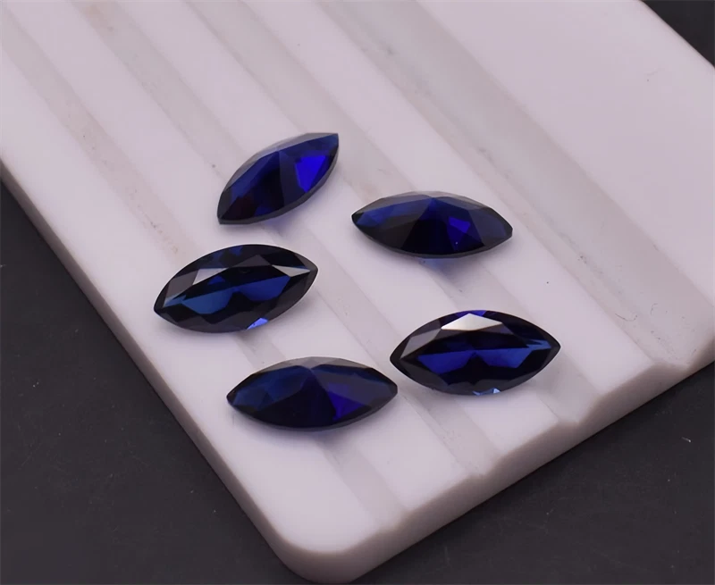 Wholesale High quality Marquise Cut Blue Sapphire Lab Created Loose Gems 10pcs - Image 2 of 4
