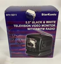 StarKonic BTV 5511 5.5" Black  White Television Video Monitor with AM/FM Radio