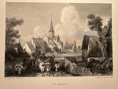 St. Amand Antike Loire Stahlstich Bild Illustration Chateau Schloss Castle Burg - Bild 1 von 3