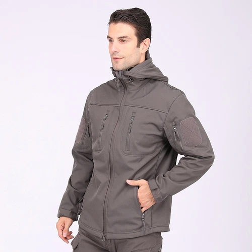 Giacca a vento tattica uomo soft shell giacca esercito jacket cappuccio tempo libero ~ - Foto 9 di 65