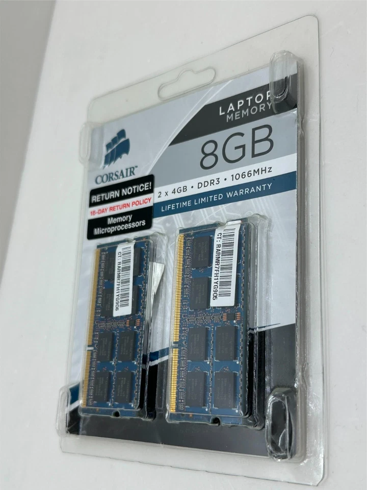 Corsair Laptop Memory 8GB 2 x 4GB DDR3 1066MHz CT:RARMR7FH1YG906 RAM New - Image 3 of 3