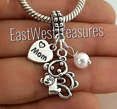 Mama Bear Mother and Child Mom baby charm bracelet necklace for Mom 