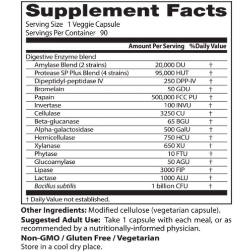 Doctor’s Best Digestive Enzymes 90 Caps | Gut & Bloating Relief Formula - Picture 2 of 2