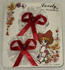 Lovely Hair Accessories Strawberry Shortcake Red Bow Barrette Sealed New 1980s