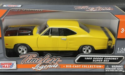 Motor Max Timeless Legends 1:24 Diecast 1969 Dodge Coronet Super Bee Yellow NEW