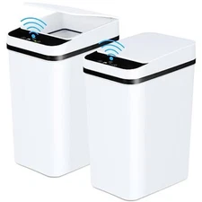 Bathroom Trash Cans with Lid 2 Pack 2.2 Gallon Touchless Automatic Motion Sen...