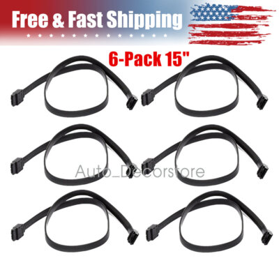 SATA III Cables Straight to Straight Angle SSD HDD Hard Drive Black 6X Pack 15''