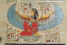Handcrafted Winged Goddess Isis on Authentic Egyptian Papyrus 30cm x 40cm