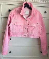 Auth. Givenchy Pink Coated Light Shimmer Cotton Cropped Jacket M