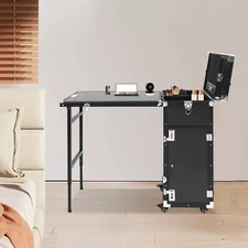 Nail Desk Mobile Station Rolling Makeup Train Case Manicure Table with Speaker