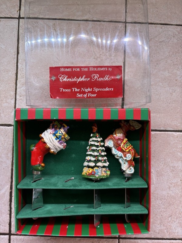 Christopher Radko ‘Twas The Night 3 Knives Spreaders Stocking Tree Reindeer