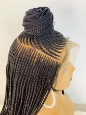 Updo Braided Wig For Black Women, Braided, Box Braids, Human Hair, Synthetic