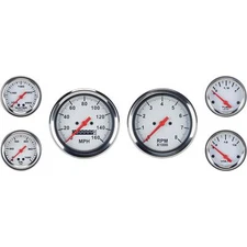 Speedway 6 Gauge Set w/ Tach, 3-3/8" Mechanical Speedometer, 2-1/16" Gauges