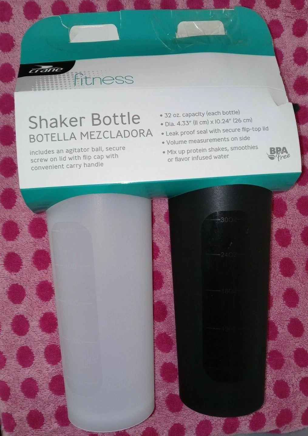new 2 pack crane Fitness shaker protein bottle 32 black / white
Opens in a new window or tab