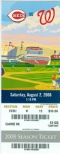 2008 Nationals vs Reds Ticket: Charlie Manning 1st MLB Win/Ronnie Belliard HR