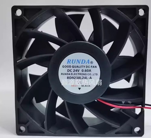 Ventilateur DC RUNDA RD9238L24L-A - 24V, 0.60A, 9 Cm - Pour Refroidissement Onduleur - Neuf (défauts Mineurs Possibles)