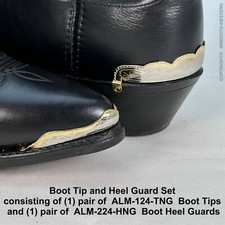 ALM-124-224-NG-Set Set of Nickel  Gold Plated Boot Toe Tips  Boot Heel Guards