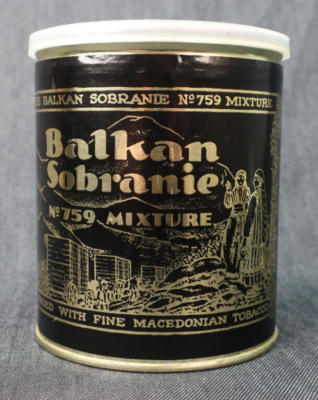 black tobacco tin Vintage BALKAN SOBRANIE Pipe Tobacco Tin ~ Black Paper Label !!! A+  Condition