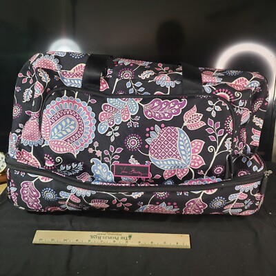 Vera Bradley Nylon Rolling Duffel Bag Gramercy Pink Blue  display picture 3