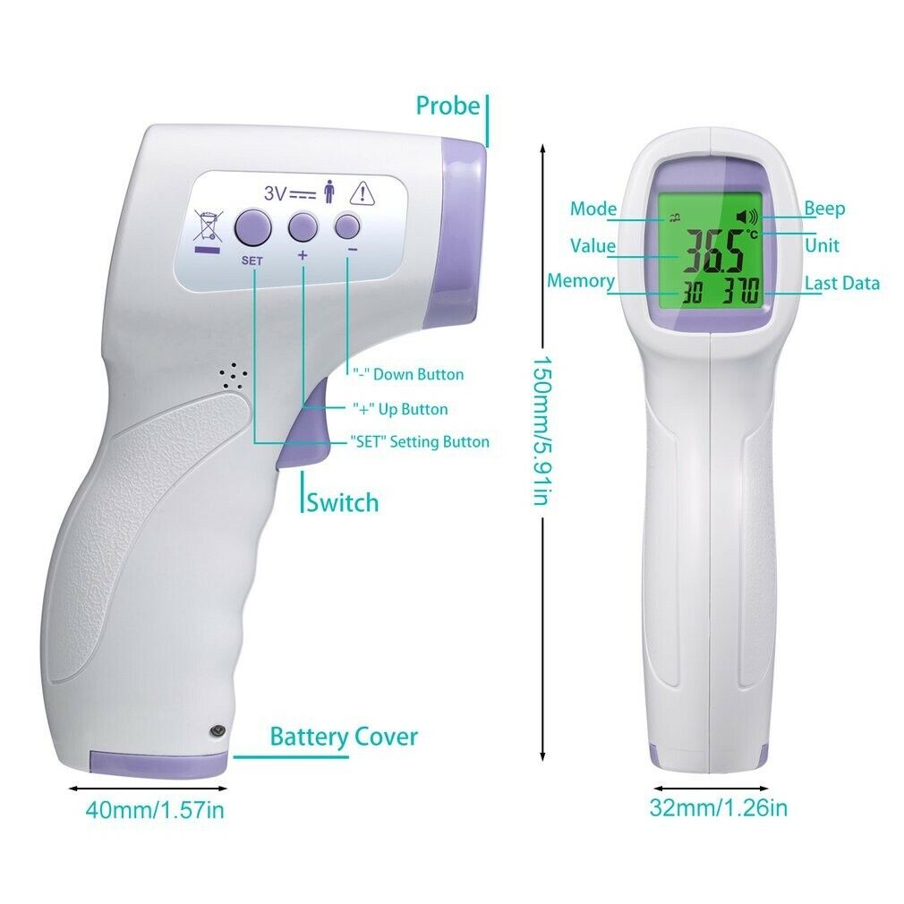 Digitale Infrarot Thermometer Nicht-Kontaktieren Stirn IR Ohr Fieber Elektronis