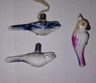 Vintage Christmas Figural Blue Bird Parrot / Parakeet Milk Glass Light Bulb Lot