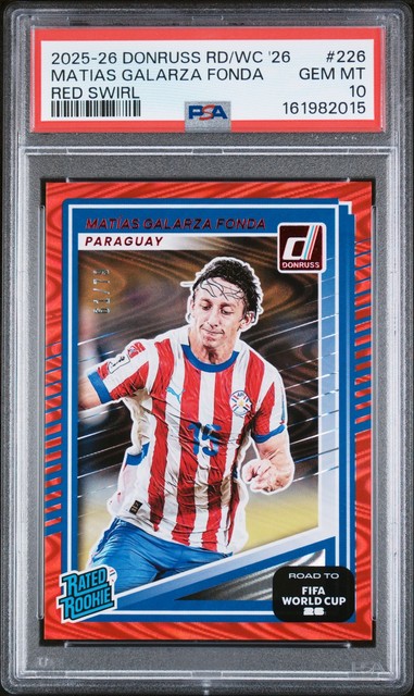 2025-26 DONRUSS FIFA WORLD CUP '26 RED SWIRL MATIAS GALARZA FONDA RC /79 PSA 10