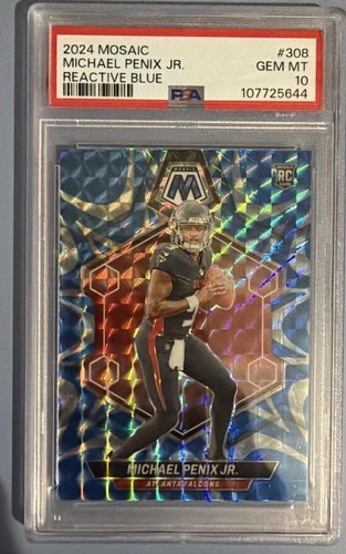 2024 Panini Mosaic Michael Penix Jr. #308 RC Reactive Blue PSA Gem 10 💎