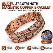 3X Ultra Strength Magnetic Copper Bracelet Vintage Copper Men's Therapy Energy