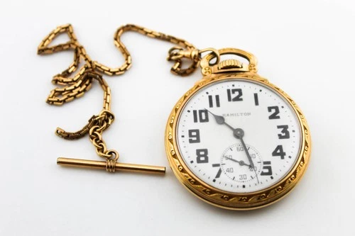 ANTIQUE HAMILTON 10KT GOLD FILLED POCKET WATCH 21 JEWELS