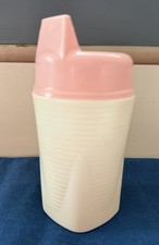Vintage Earl Fisher Plastics Pink Ribbed Sippy Cup, Reynoldsburg Ohio D-82-847