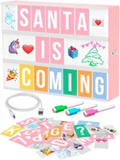 Pink Cinema Light Box with 312 Letters, Emojis  3 Markers - Led Light Box Sig...