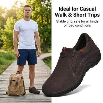 Men's Sneakers Genuine Leather Moccasins Anti Slips Loafers Slip on Hiking Shoes