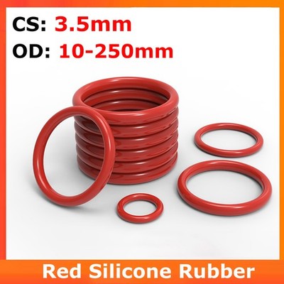 Silikon O-Ringe Dichtringe Dichtung Schnurstärke 3.5mm Außen 10-250mm Rot Oring