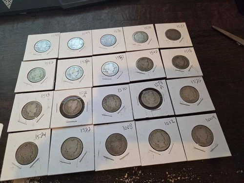 20 x Barber Quarters 90% Silver 5$ Face Value COIN INFLATION HEDGE #55