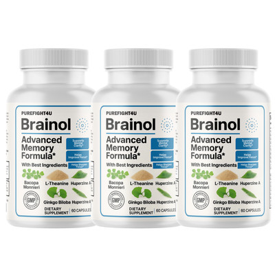 Brainol Brain Function, Memory & Mental Performance Supplement - 3 Bottles