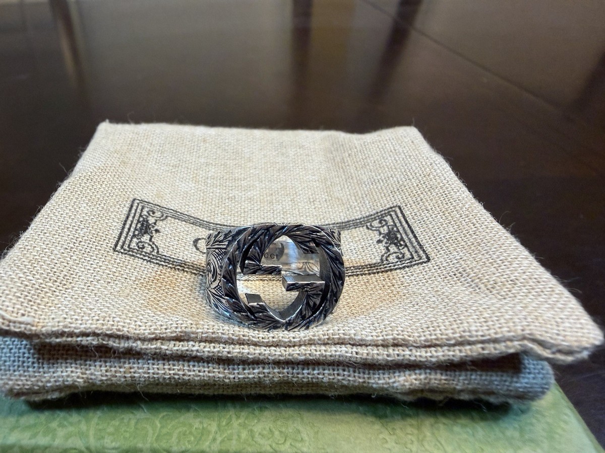 New Authentic Gucci GG Logo Silver Ring Size IT 15 / US 7.25 | eBay