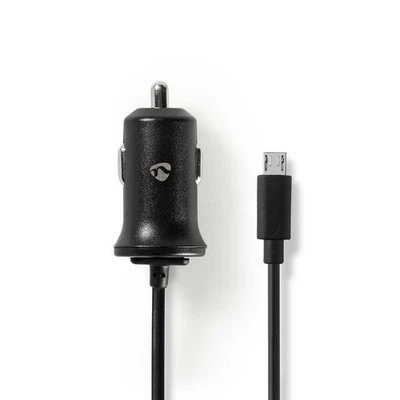 NEDIS Chargeur de Voiture  2.4 A  Câble fixe  Connecteur micro-USB  Noir - Photo 1/4
