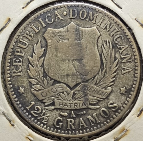 Moneta Argento 1897 Repubblica Dominicana 1/2 Peso KM#15 Low Mint 916k Buone Condizioni - Foto 9 di 11