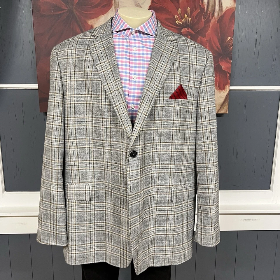 Спортивная куртка Pierre Loren Blazer мужская длина 50 л смесь полиэстера эластичная серая/коричневая - Изображение 2 из 4