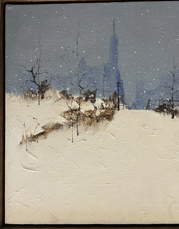 1969 Rex Fluty — Nueva York Winter Storm Scene Empire State Building, Impasto Foto 3 de 4