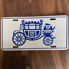 Vintage Fisher Body GM General Motors Coach License Plate Metal Blue White