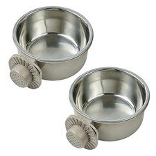 2Pcs Pets Lightweight Stainless Steel Bowl,Removable Stainless Steel Pet Hang...